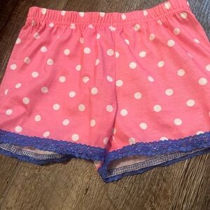 5 for $20 Pink Polka Dot Shorts with Lace Trim